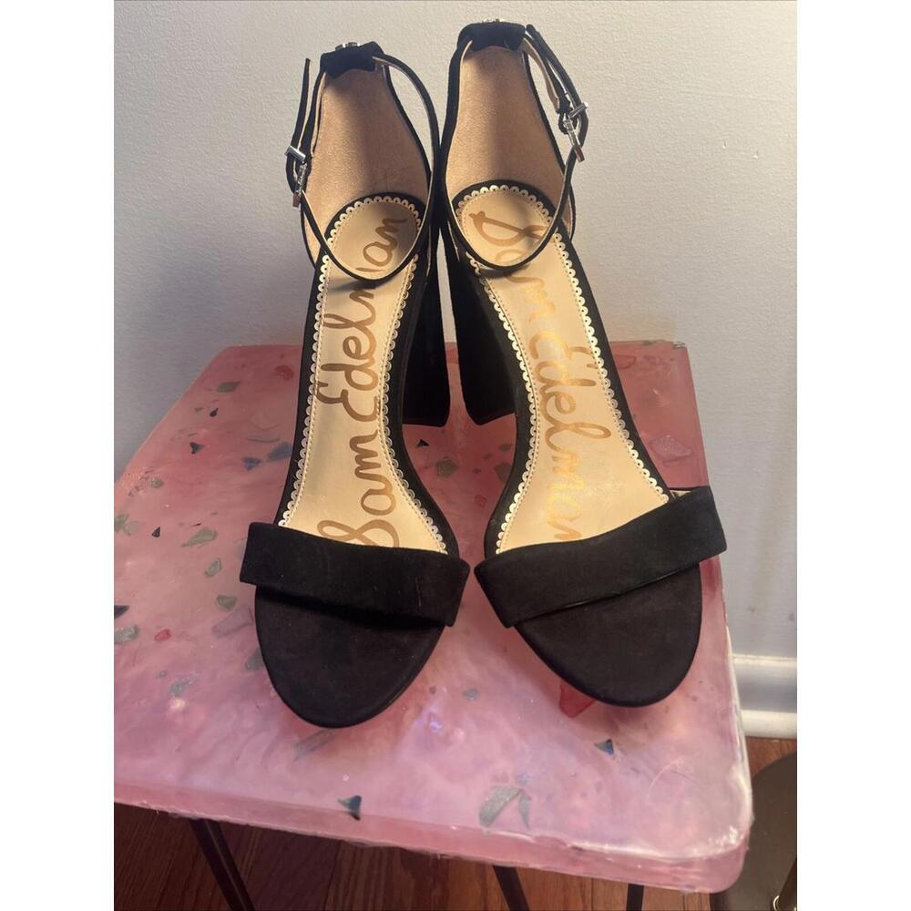 Sam Edelman Women’s black chunky heel suede leather platform pump size 8.5.  New